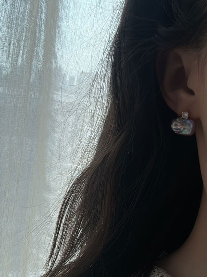 Princess Diana-Style Purple Baroque Pearl & CZ Drop Earrings