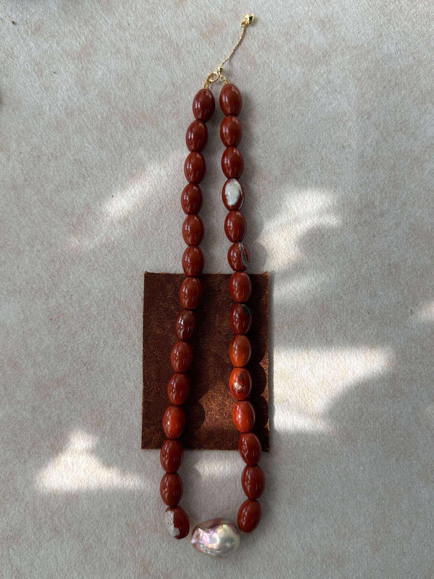 Baroque Pearl & Red Jasper Necklace