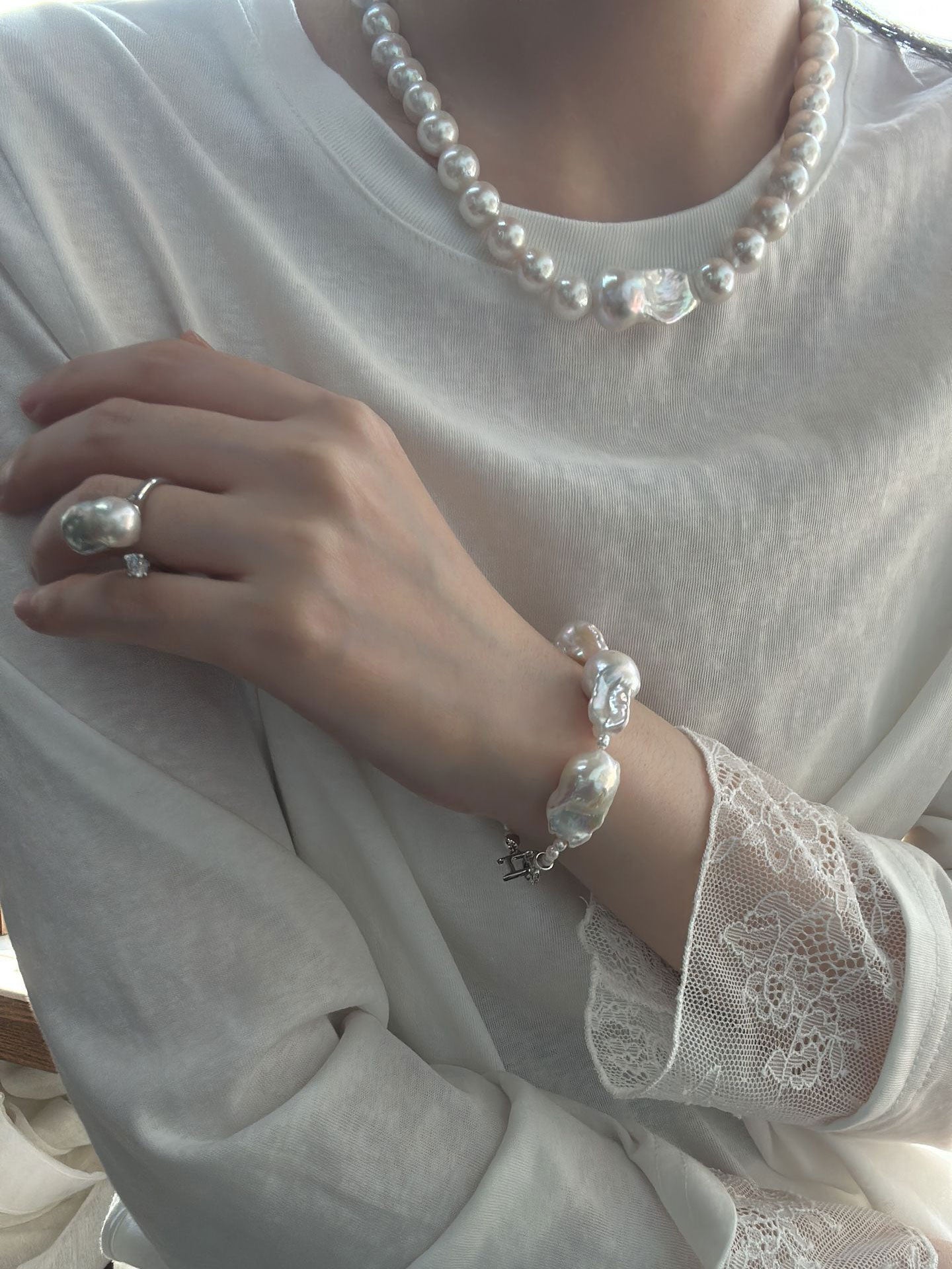 Large Baroque Pearl Bracelet with Rich Overtones