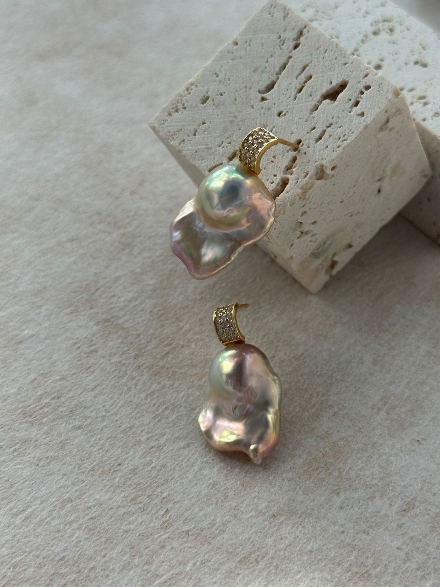 18K Gold-Plated Iridescent Baroque Pearl Drop