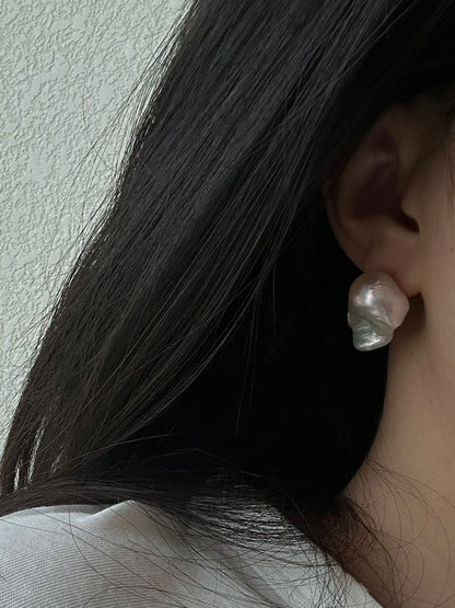 Ice Cream Baroque Pearl Stud Earrings