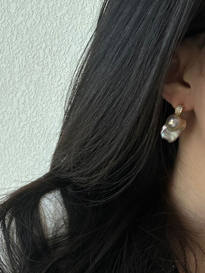 18K Gold-Plated Iridescent Baroque Pearl Drop
